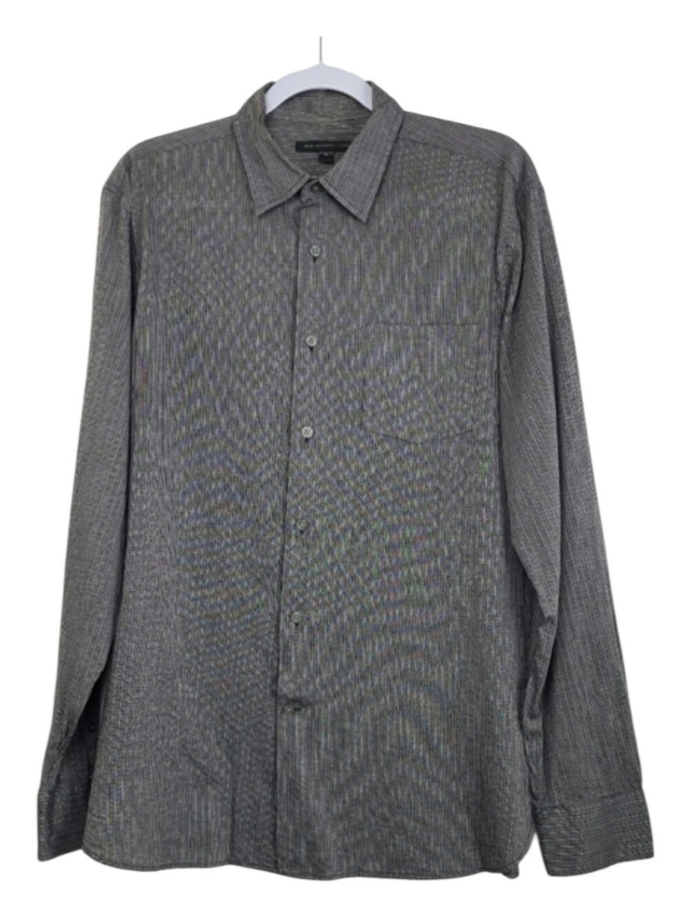 John Varvatos Men's Gray Pinstripe Button-Down Dress Shirt Medium Officewear